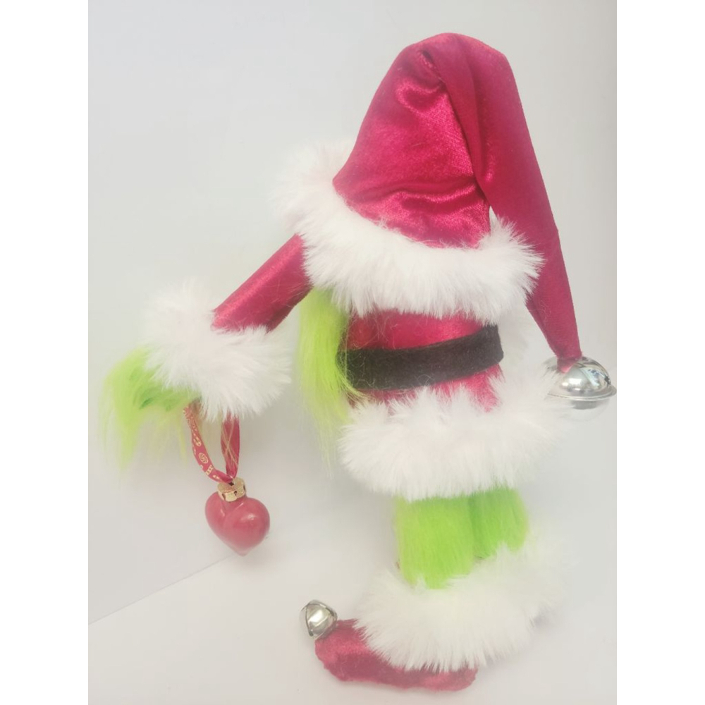 Grinch Santa Gnome Handmade Holiday Decor Luxury Velvet Faux Fur - Picture 5 of 10